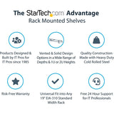 StarTech.com 2U Server Rack Cabinet Shelf - Fixed 18" Deep Cantilever Rackmount Tray for 19" Data/AV/Network Enclosure - Weight Cap. 125lbs/56kg — CABSHELFHD