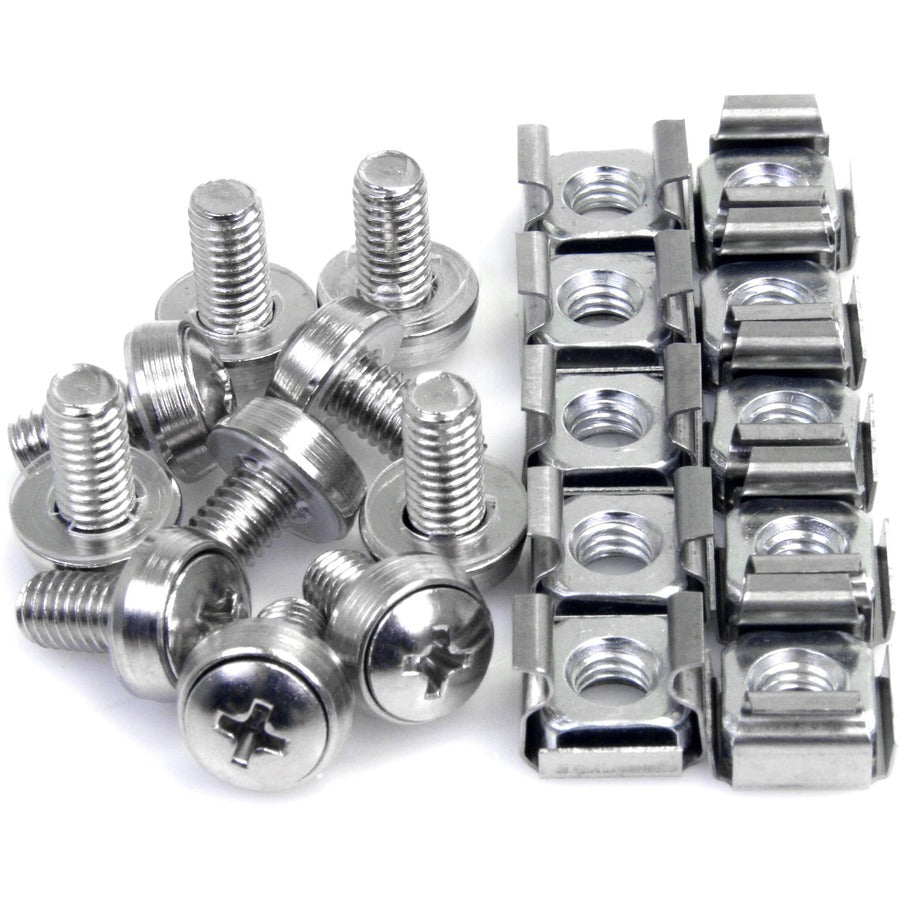 StarTech.com 50 Pkg M6 Mounting Screws and Cage Nuts — CABSCREWM6