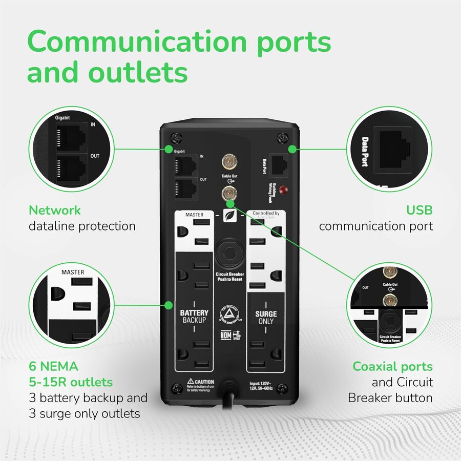 APC Back-UPS Pro, 700VA/420W, Tower, 120V, 6x NEMA 5-15R outlets, AVR, LCD, User Replaceable Battery — BR700G
