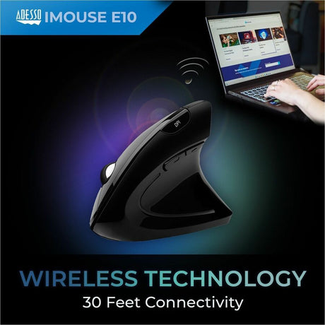 Adesso 2.4 GHz Wireless Vertical Ergonomic Mouse — iMouse E10