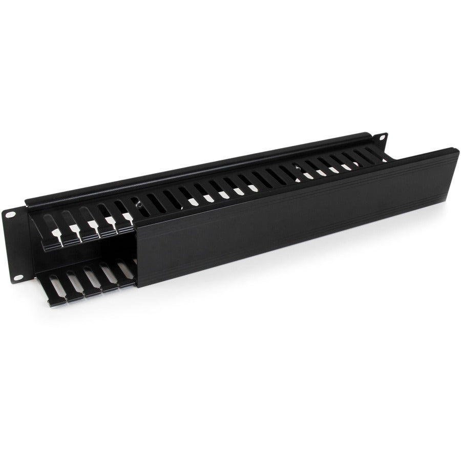 StarTech.com 2U Horizontal Finger Duct Rack Cable Management Panel with Cover — CMDUCT2U