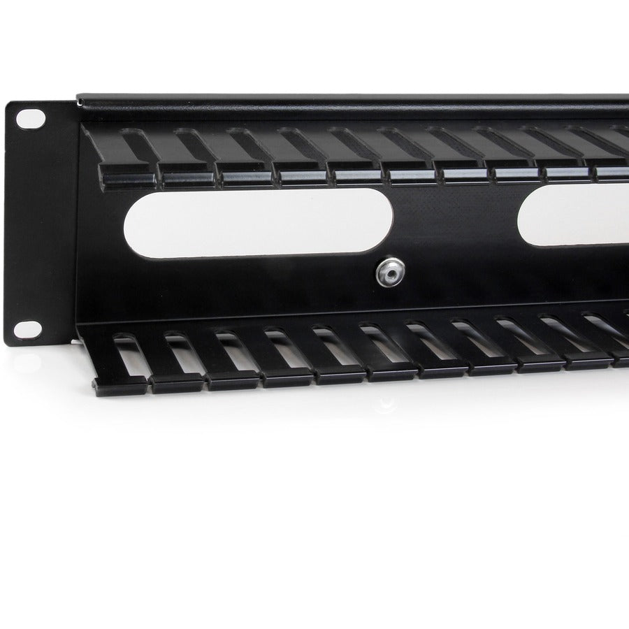 StarTech.com 2U Horizontal Finger Duct Rack Cable Management Panel with Cover — CMDUCT2U