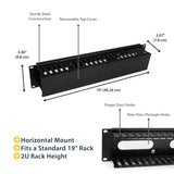 StarTech.com 2U Horizontal Finger Duct Rack Cable Management Panel with Cover — CMDUCT2U