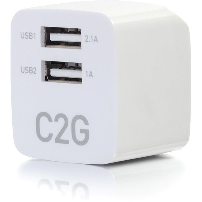 C2G 2-Port USB Wall Charger - AC to USB Adapter - 5V 2.1A Output — 22322