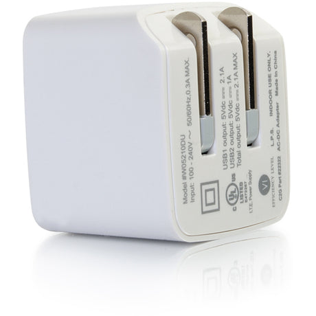C2G 2-Port USB Wall Charger - AC to USB Adapter - 5V 2.1A Output — 22322