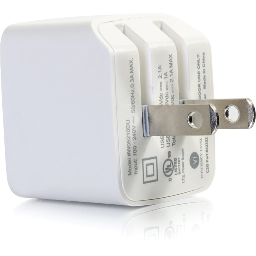C2G 2-Port USB Wall Charger - AC to USB Adapter - 5V 2.1A Output — 22322