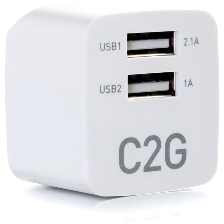 C2G 2-Port USB Wall Charger - AC to USB Adapter - 5V 2.1A Output — 22322