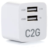 C2G 2-Port USB Wall Charger - AC to USB Adapter - 5V 2.1A Output — 22322