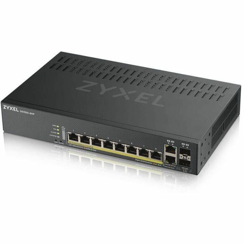 ZYXEL GS1920-8HPv2 8-Port Gigabit Smart Nebula Cloud Managed PoE Switch | 8 PoE+ Ports at 130W with 2 SFP Uplinks — GS1920-8HPv2