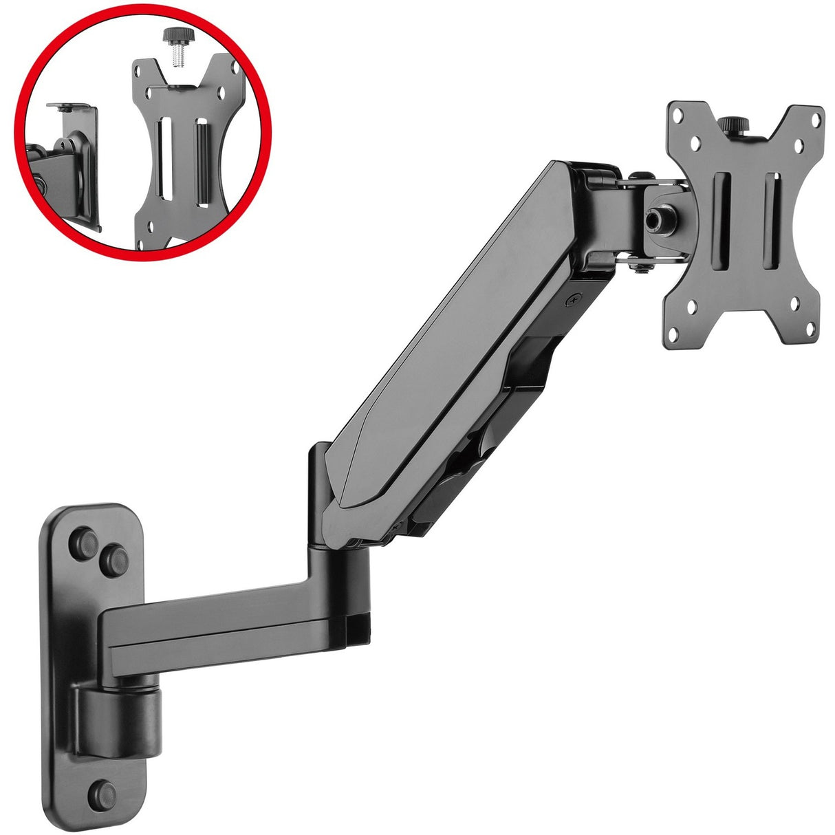 High Premium Aluminum Gas Spring Wall Mount - Single Monitor 17" to 34" - weight up to 19.8 lbs — CE-MT2L12-S1