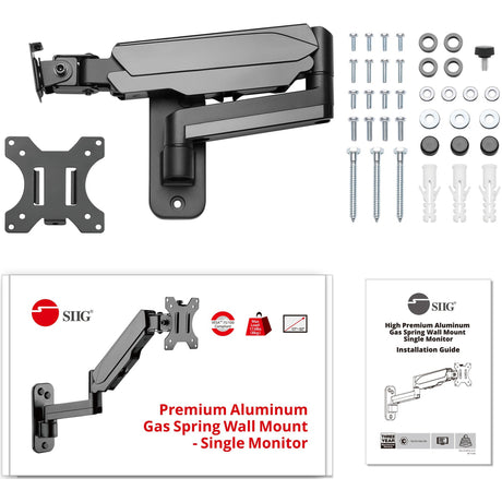 High Premium Aluminum Gas Spring Wall Mount - Single Monitor 17" to 34" - weight up to 19.8 lbs — CE-MT2L12-S1