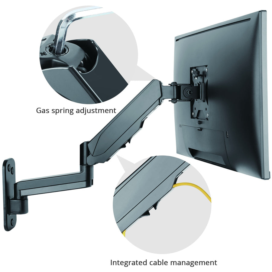 High Premium Aluminum Gas Spring Wall Mount - Single Monitor 17" to 34" - weight up to 19.8 lbs — CE-MT2L12-S1