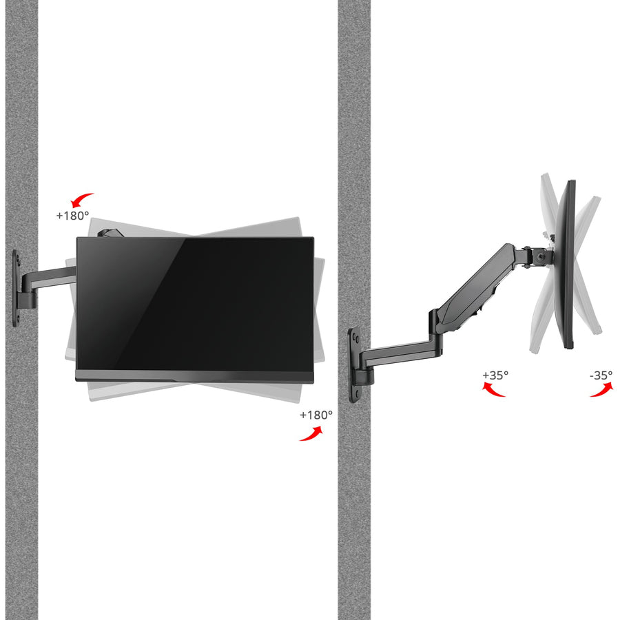 High Premium Aluminum Gas Spring Wall Mount - Single Monitor 17" to 34" - weight up to 19.8 lbs — CE-MT2L12-S1