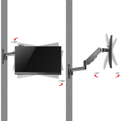 High Premium Aluminum Gas Spring Wall Mount - Single Monitor 17" to 34" - weight up to 19.8 lbs — CE-MT2L12-S1