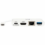 Eaton Tripp Lite Series USB-C Multiport Adapter - 4K HDMI, USB 3.x (5Gbps) Hub Port, GbE, 60W PD Charging, HDCP, White — U444-06N-H4GU-C