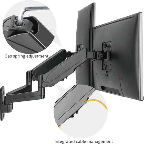 SIIG High Premium Aluminum Gas Spring Wall Mount - Dual Monitor 17" to 32" — CE-MT2M12-S1