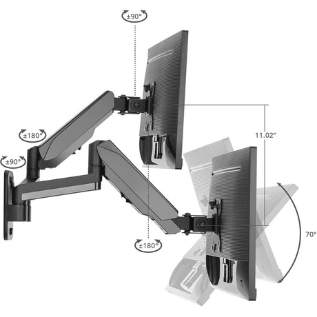 SIIG High Premium Aluminum Gas Spring Wall Mount - Dual Monitor 17" to 32" — CE-MT2M12-S1
