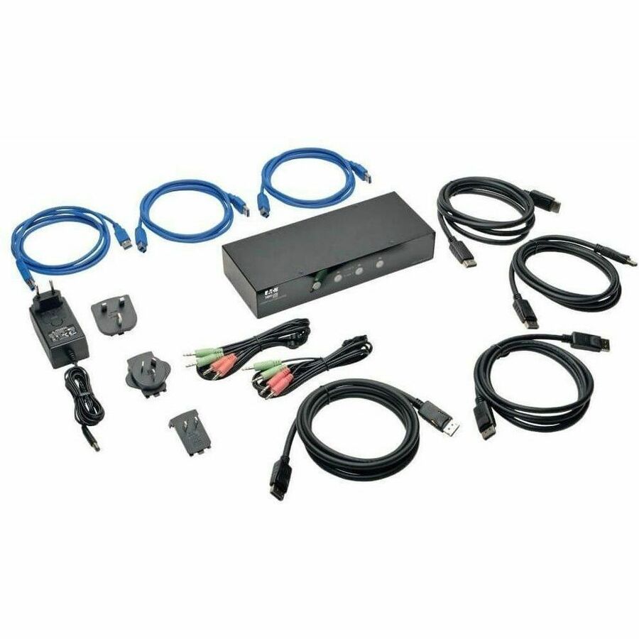 Eaton Tripp Lite Series 4-Port DisplayPort KVM Switch with Audio, Cables and USB 3.0 SuperSpeed Hub — B004-DPUA4-K
