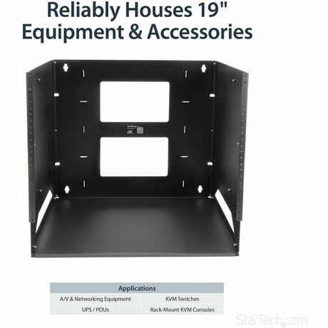 StarTech.com 2-Post 8U Open Frame Wall Mount Network Rack with Built-in Shelf and Adjustable Depth, Computer Rack for IT Equipment, TAA~ — WALLSHELF8U