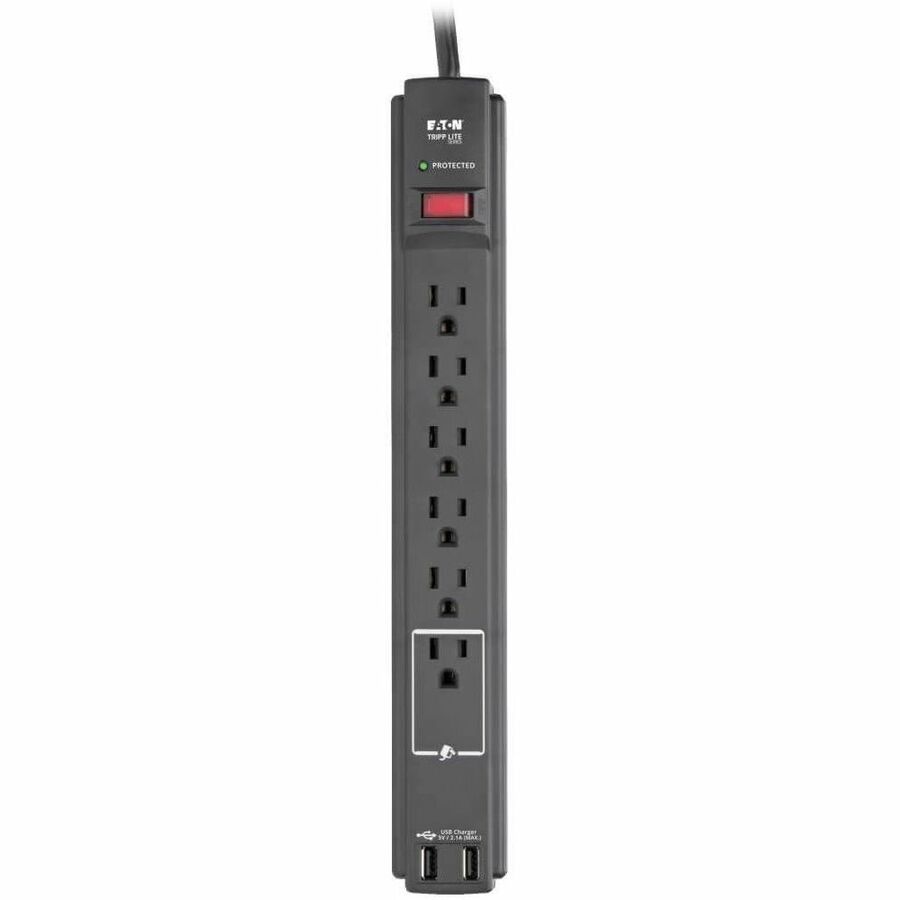 Eaton Tripp Lite Series Protect It! 6-Outlet Surge Protector, 6 ft. Cord, 990 Joules, 2 USB Ports (2.1A), Black Housing — TLP606USBB