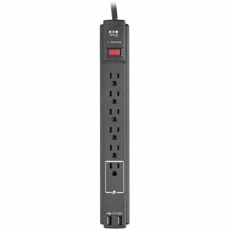 Eaton Tripp Lite Series Protect It! 6-Outlet Surge Protector, 6 ft. Cord, 990 Joules, 2 USB Ports (2.1A), Black Housing — TLP606USBB