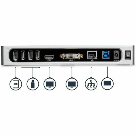 StarTech.com USB 3.0 Docking Station - Dual Monitor Laptop Dock with HDMI & DVI/VGA - 6x USB Type-A Hub, GbE - Universal Windows & Mac — DK30ADD