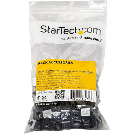 StarTech.com Server Rack Screws and Clip Nuts - 10-32 - Rack Mount Screws and Slide-On Cage Nuts - Clip Nuts and Screws - 50 Pack — CLPSCRW1032