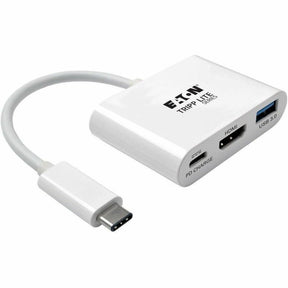 Eaton Tripp Lite Series USB-C to HDMI Adapter with USB 3.x (5Gbps) Hub Port and PD Charging, HDCP, White — U444-06N-HU-C