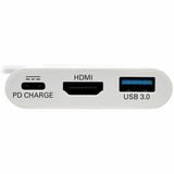 Eaton Tripp Lite Series USB-C to HDMI Adapter with USB 3.x (5Gbps) Hub Port and PD Charging, HDCP, White — U444-06N-HU-C