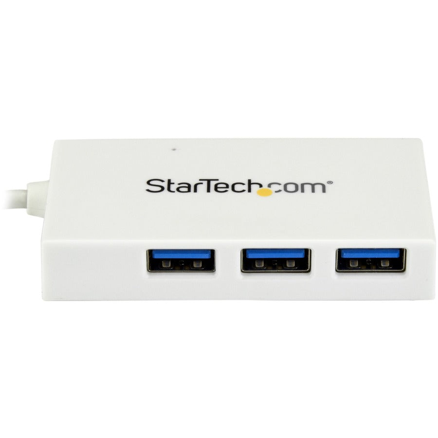 StarTech.com 4 Port USB C Hub with 1x USB-C & 3x USB-A (SuperSpeed 5Gbps) - USB Bus Powered - Portable/Laptop USB 3.0 Type-C Hub - White — HB30C3A1CFBW