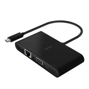 Belkin USB-C Multiport Adapter, USB-C to HDMI - USB A 3.0 - VGA, up to 100W Power Delivery, up 4k Resolution — AVC004BK-BL