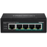 TRENDnet 5-Port Industrial Fast Ethernet DIN-Rail Switch, TI-PE50, Ethernet Splitter, NDAA & TAA Compliant, 90W, DIN-Rail, IP30 Rated, Lifetime Protection, Black — TI-PE50