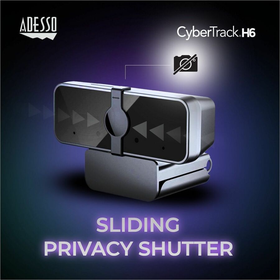 Adesso CyberTrack H6 4K Ultra HD Webcam - 8 Megapixel - 30 fps - USB 2.0 - Fixed Focus - Tripod mount - Privacy shutter — CYBERTRACK H6