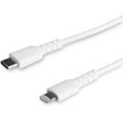 StarTech.com 6 foot/2m Durable White USB-C to Lightning Cable, Rugged Heavy Duty Charging/Sync Cable for Apple iPhone/iPad MFi Certified — RUSBCLTMM2MW