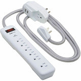 Eaton Tripp Lite Series 7-Outlet Surge Protector - 6 on strip/1 in detachable plug, 2 USB Ports (2.4A Shared), Detachable Charger Plug, 6 ft. Cord, 5-15P Plug, 900 Joules, White — TLP616USB