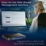 TRENDnet 12-Port 10G Web Smart Switch, TEG-7124WS, 8 x 10G RJ-45 Ports, 4 x SFP+ Slots, Ethernet Splitter, NDAA & TAA Compliant, Rack Mountable Housing, Lifetime Protection, Black — TEG-7124WS