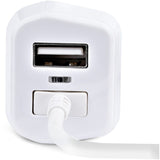 StarTech.com Lightning Car Charger with Coiled Cable, 1m Built-in Cable, 12W, White, 2 Port USB Car Charger Adapter, In Car iPhone Charger — USBLT2PCARW2