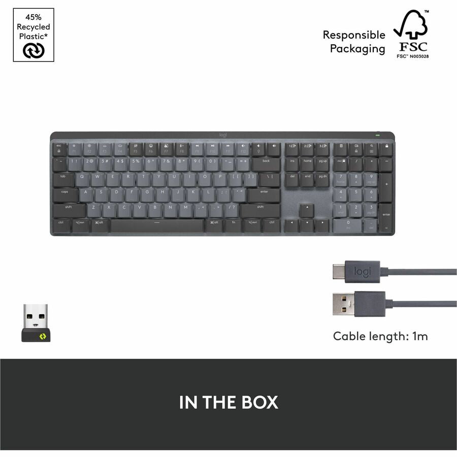 Logitech MX Mechanical Wireless Illuminated Performance Keyboard, Linear Switches, Backlit Keys, Bluetooth — 920-010548