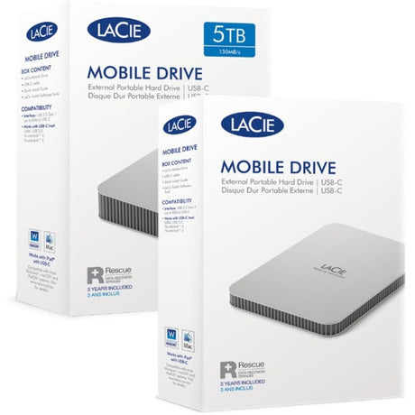 LaCie Mobile Drive Secure STLR5000400 5 TB Portable Hard Drive - 2.5" External - Space Gray — STLR5000400