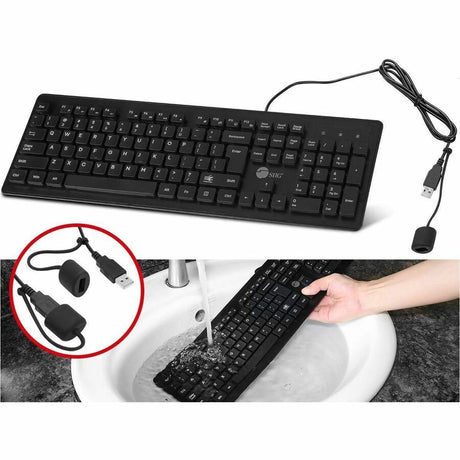 SIIG Industrial Grade Washable & Dustproof USB Multimedia Keyboard — JK-US0U11-S1