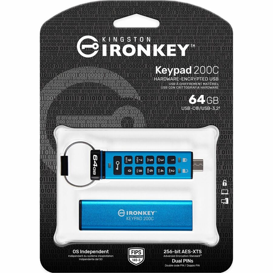IronKey Keypad 200 64GB USB 3.2 (Gen 1) Type C Flash Drive — IKKP200C/64GB