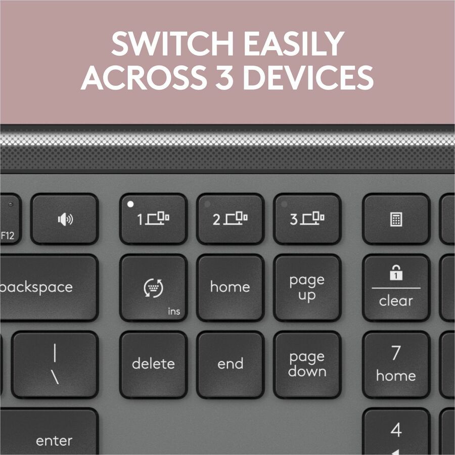 Logitech Signature Slim K950 Wireless Keyboard, Sleek Design, Quiet Typing, Bluetooth, Multi-OS, Graphite — 920-012424
