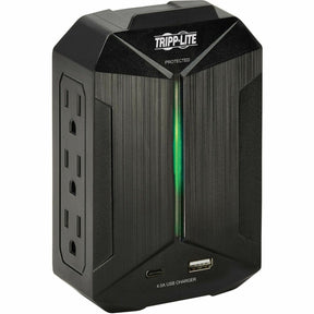 Eaton Tripp Lite Series Protect It! 6-Outlet Surge Protector - 5-15R Outlets, 2 USB Ports, 5-15P Direct Plug-In, 490 Joules, Black — SK62USBC