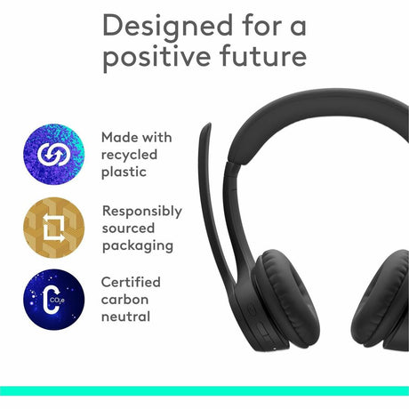 Logitech Zone 300 Wireless Bluetooth Headset With Noise-Canceling Microphone, Compatible with Windows, Mac, Chrome, Linux, iOS, iPadOS, Android - Black — 981-001406