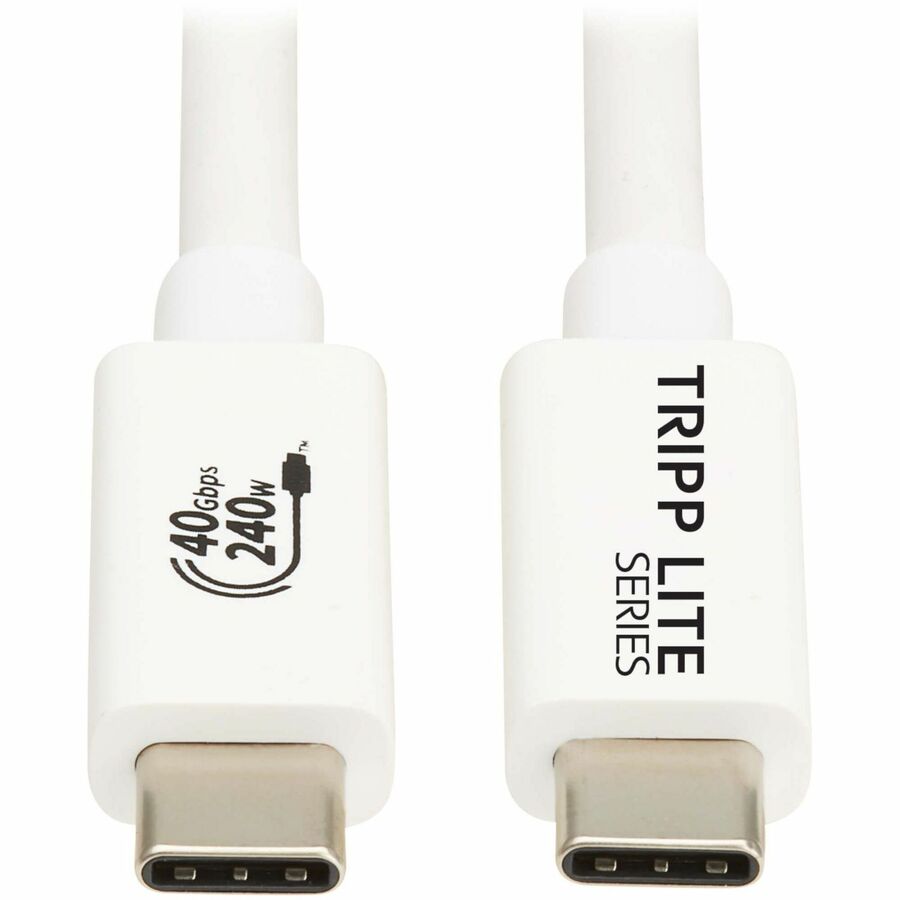 Eaton Tripp Lite Series USB4 40Gbps Cable (M/M) - USB-C, 8K 60 Hz, 240W PD Charging, White, 1 m (3.3 ft.) — U521-1P0M-WH
