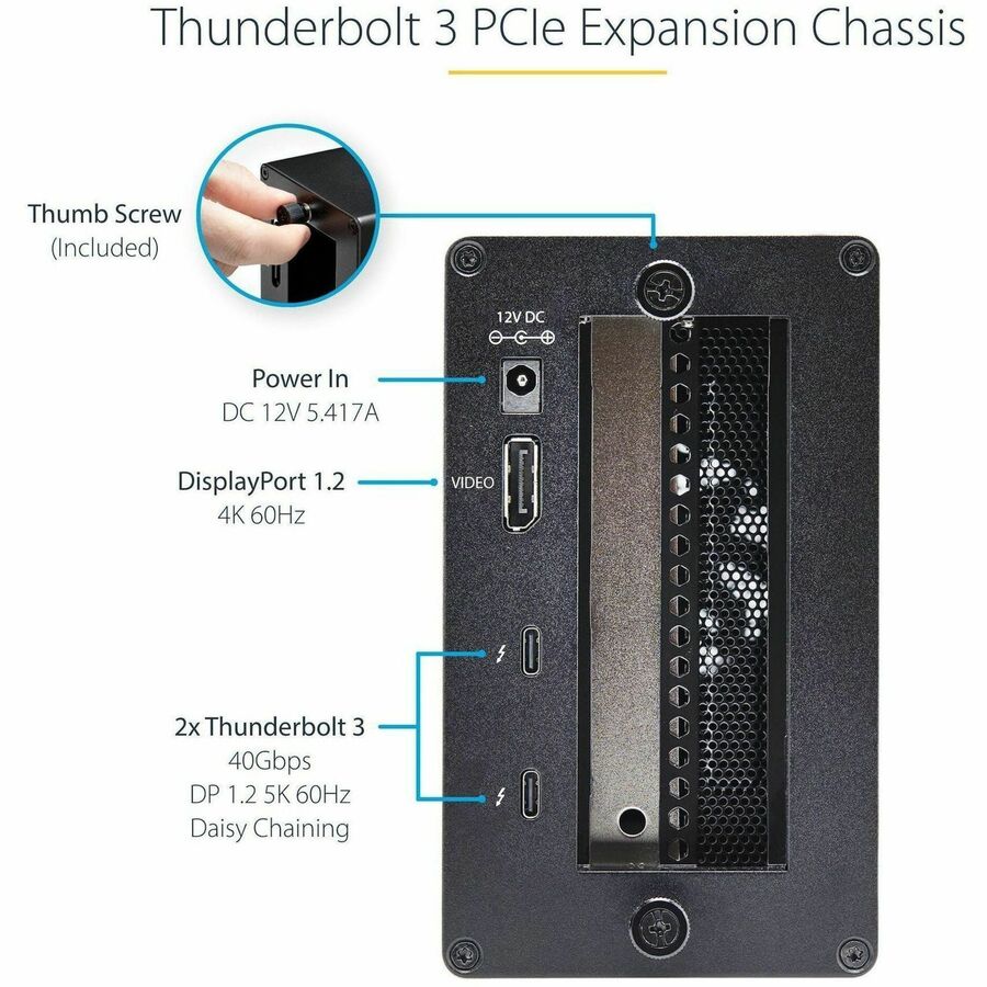 StarTech.com Thunderbolt 3 PCIe Expansion Chassis, External Enclosure Box with 1x PCI-Express Slot, 5K/4K Output Via TB3/DP Ports, TAA — TB31PCIEX16