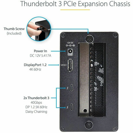 StarTech.com Thunderbolt 3 PCIe Expansion Chassis, External Enclosure Box with 1x PCI-Express Slot, 5K/4K Output Via TB3/DP Ports, TAA — TB31PCIEX16