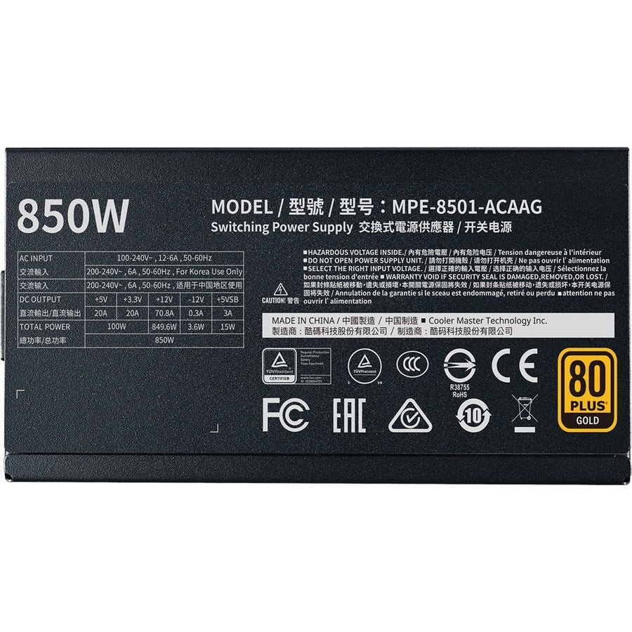 Cooler Master Full Modular 80 Plus Gold ATX Power Supply Unit — MPE-8501-AFAAG-US