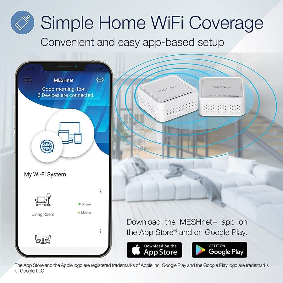 TRENDnet AC1200 WiFi EasyMesh Remote Node, App-Based Setup Utility, Seamless WiFi Roaming, Beamforming,Supports 2.4GHz and 5GHz Devices, TEW-832MDR, White — TEW-832MDR