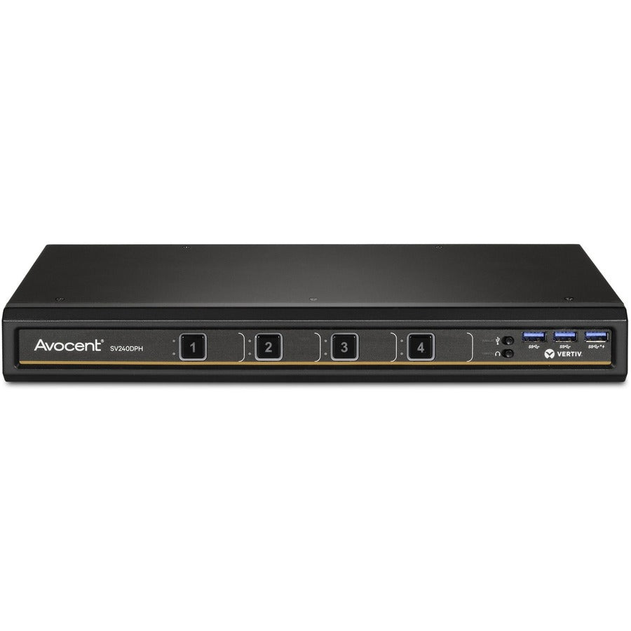 Vertiv Avocent SwitchView Desktop KVM | 4 Port | Single Head | Universal Connector | TAA Compliant — SV240DPH-400